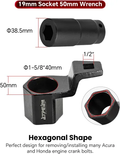 Miniatura 2 de ATPEAM Herramienta de extracción de brazo de manivela, herramienta de brazo de manivela para accionamiento de 1/2 pulgada para motores Honda y Acura