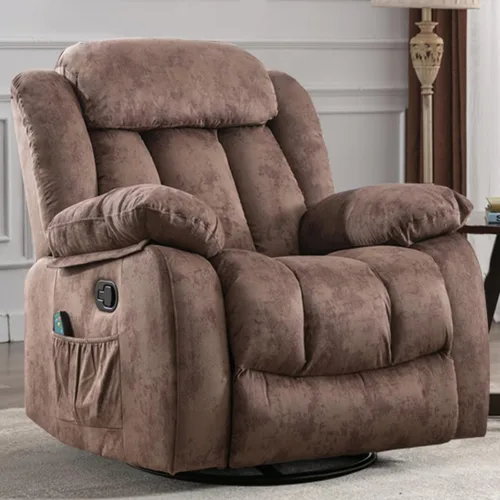 Miniatura 10 de INZOY Sillón Reclinable Balancín de Gran Tamaño con Calor y Vibración, Silla Reclinable Mecedora Giratoria Manual con Masaje Vibratorio, Sillón