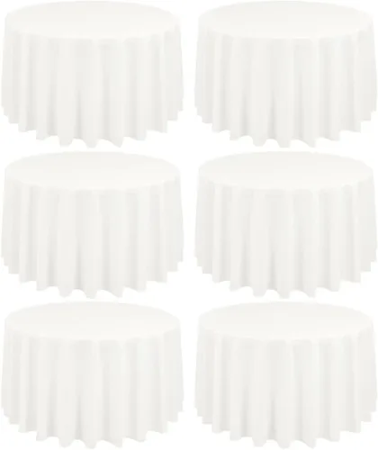 Miniatura 132 de Paquete de 10 manteles de poliéster de 60 x 102 pulgadas, manteles de poliéster beige para mesas rectangulares de 6 pies, resistentes a las manchas
