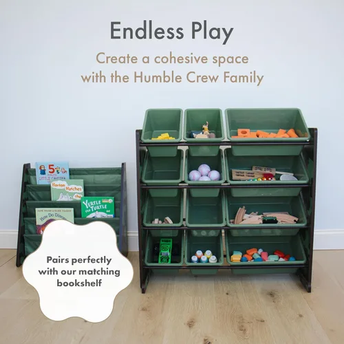 Miniatura 8 de Humble Crew Organizador de almacenamiento de juguetes para niños con 12 cubos de plástico, camuflado, contenedores extraíbles para sala