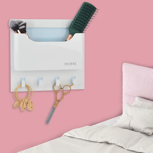 Miniatura 10 de Organizador de mesita de noche, adhesivo para colgar en la pared, estante flotante para entrada, correo/llaves, bueno para el hogar, dormitorio