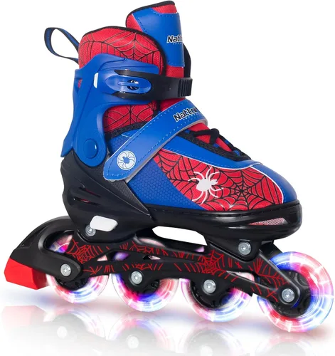 Nattork Patines en línea ajustables para niños con ruedas de poliuretano flash, divertidos patines en línea con ruedas iluminadas, para edades de 4