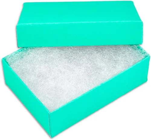 Miniatura 14 de TheDisplayGuys - Paquete de 100 cajas de cartón rellenas de algodón #33 para joyería, color verde azulado (3.5 x 3.5 x 1.0 pulgadas), para envío