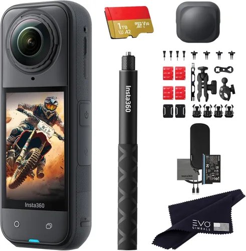 Miniatura 14 de Insta360 X5 Paquete para Motocicleta - Cámara de acción impermeable 360 de 8K con sensores de 48 MP de 1/1.28", video HDR 360 de 8K, 72MP, lente