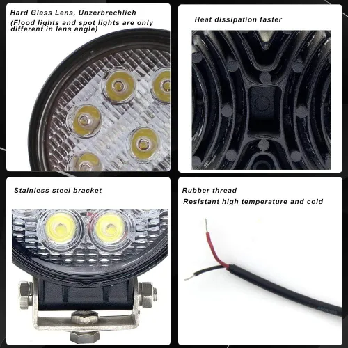 Voltage Automotive - Focos LED de 4" 27W, luz redonda de trabajo, 6000K, para tractor, excavadora, UTV, carrito de golf, barco, camión todoterreno,