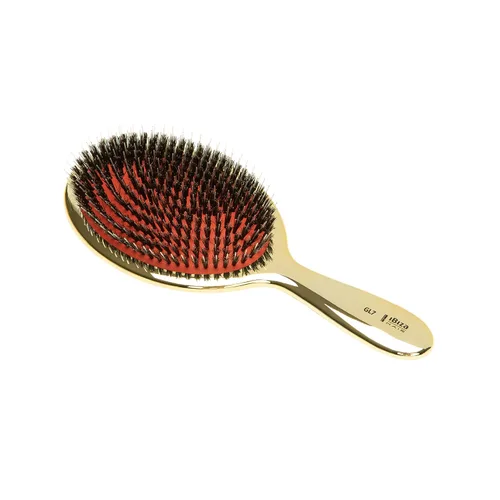 Miniatura 2 de Ibiza Hair Cepillo de jabalí ovalado extra grande (GL7 - dorado metálico) Cerdas de jabalí/nailon estimulan el cuero cabelludo y distribuyen