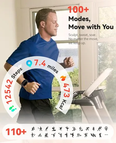 Miniatura 3 de Relojes inteligentes rastreador de actividad física para hombres y mujeres con contador de pasos, monitor de sueño y calorías, podómetro