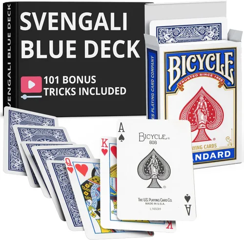 Miniatura 59 de Ted's Sterling Magic Precision Blue Rider Back Bicicleta Svengali Deck con instrucciones para más de 100 trucos (2 de clubes)