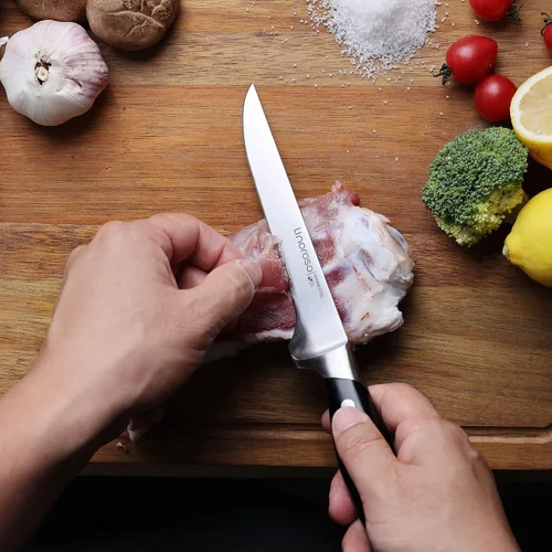 Miniatura 4 de linoroso Cuchillo deshuesador de 5.7 pulgadas con elegante caja de regalo, cuchillo de filete de acero inoxidable de carbono alemán forjado afilado