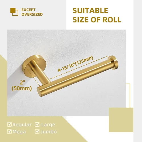 Miniatura 7 de Angle Simple SUS304 - Soporte de papel higiénico dorado oscuro cepillado, soporte para rollo de papel de baño de acero inoxidable, dispensador