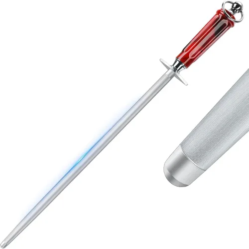 Miniatura 8 de Huusk Afilador de cuchillos de 10 pulgadas, afilador de acero de acero de alto carbono, afiladores de cuchillos de cocina con puntas magnetizadas