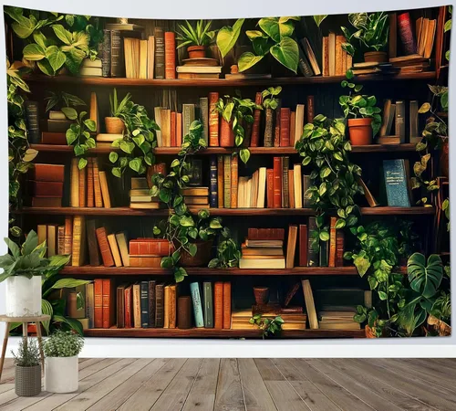 Miniatura 21 de HVEST Tapiz de cactus con diseño de plantas suculentas del desierto tropical en estante de madera, tapiz para colgar en la pared, acuarela botánica