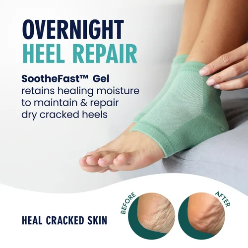Miniatura 2 de Dr. Frederick's Original- Calcetines hidratantes para el tratamiento del talón agrietado/pies secos para mujeres y hombres, 2 pares, aloe verde Aloe