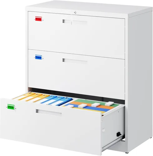 Miniatura 9 de PEUKC Archivador de 2 cajones, archivadores laterales para oficina en casa, cajones de almacenamiento de oficina con cerradura, archivos colgantes