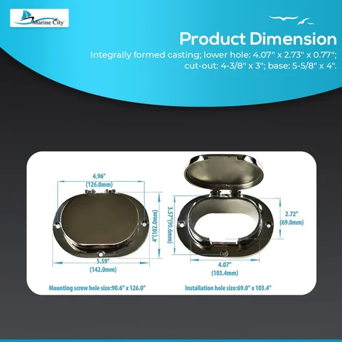 Miniatura 5 de MARINE CITY Cadena de acero inoxidable 316, tubo ovalado para cubierta resistente, duradero en el entorno de agua salada, acabado brillante suave
