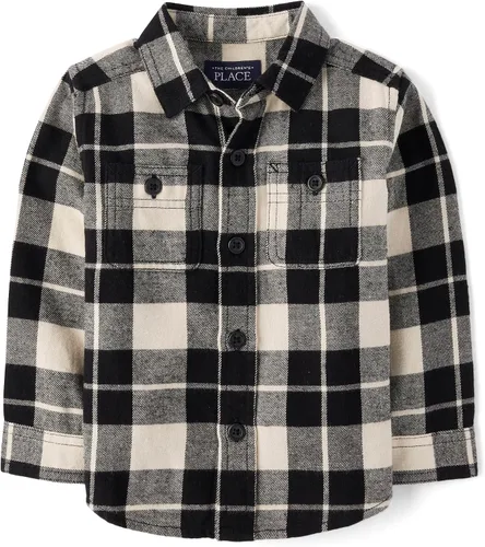 Miniatura 16 de The Children's Place - Camisa de franela a cuadros con mangas largas y botones para bebés y niños pequeños