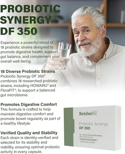 Miniatura 4 de Probiotic Synergy DF 350 ® de Dr. RetzlerRx™ - 350 mil millones de UFC - Sin lácteos y alta potencia 350 CFU Suplemento probiótico de 18 cepas