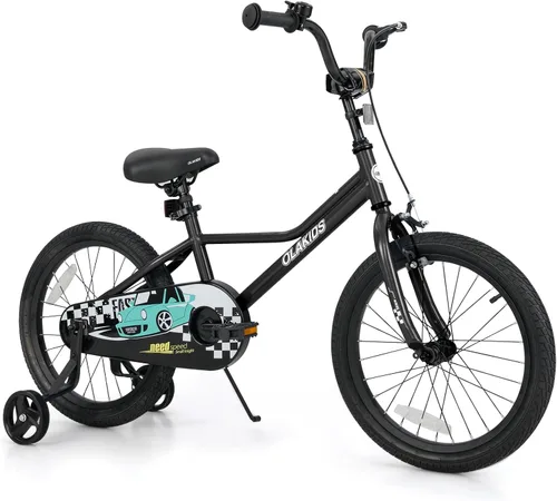 Miniatura 20 de Olakids Bicicleta para niños, 12, 14, 16, 18 pulgadas, con ruedas de entrenamiento, asiento ajustable y manillar, freno y freno de mano, bicicleta