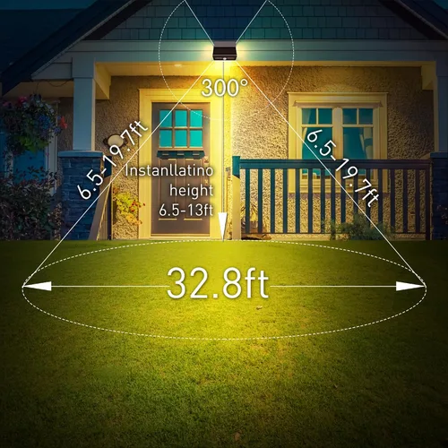 Miniatura 8 de AURAXY Luces de inundación de seguridad LED con sensor de movimiento solar impermeable para exteriores, funciona con pilas, luz de pared activada
