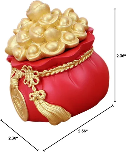 Miniatura 10 de LIFKOME 2 unids Lucky Money Bag Decoración Chino Tesoro Cuenca Bolsa de Dinero Estatua de Decoración de Pastel de Riqueza Como se muestra