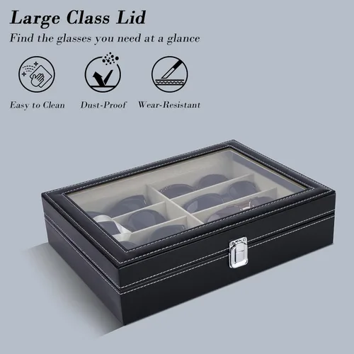 Miniatura 3 de AUTOARK Leather 8 Piece Eyeglasses Storage and Sunglass Glasses Display Case Organizer
