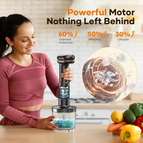 Miniatura 8 de Batidora de inmersión sin cable de varilla 5 en 1, Ritus 13000RPM, licuadora de sopa recargable de mano, mezclador para comida de bebé y batidos