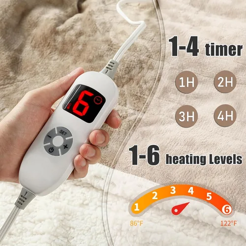Miniatura 4 de COZYTY Manta eléctrica de chal con calefacción, envoltura térmica con bolsillos, 6 ajustes de calor y temporizador de apagado automático de 1-4