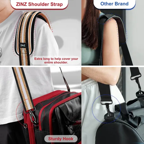 Miniatura 35 de ZINZ Correa de hombro universal de 59 pulgadas con almohadilla transpirable fija ultra gruesa, correa de hombro ajustable y resistente para bolsa