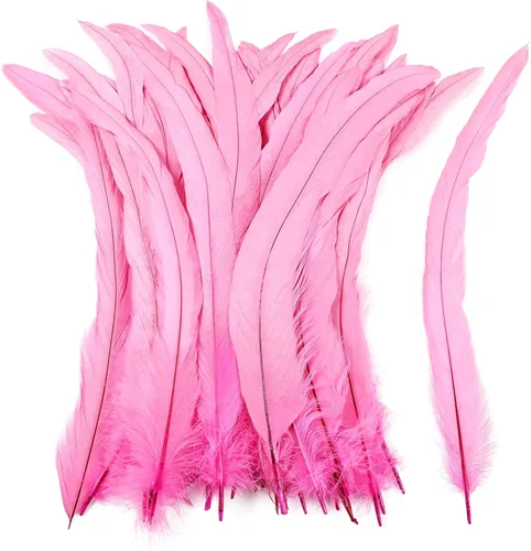 Miniatura 18 de iHUFeather Plumas de cola de gallo naturales, 50 plumas de cola de gallo de 10 a 12 pulgadas de largo, a granel para manualidades, disfraces