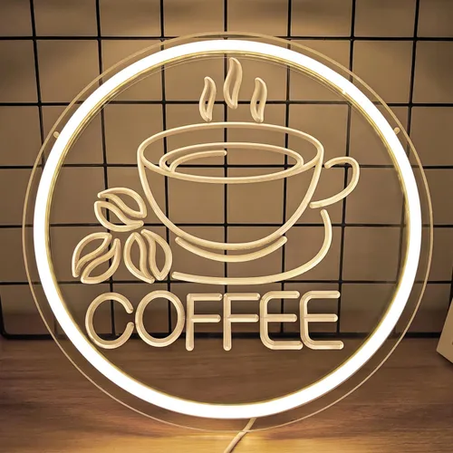 Letrero LED de neón para cafetería, letreros de neón para pared, regulables, para cafetería, bar, hogar, bar, restaurante, negocios, decoración de