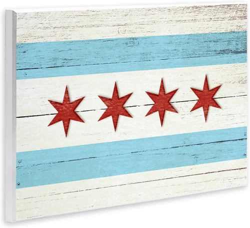 Miniatura 2 de Stupell Industries Lil' Rue - Placa artística de pared con diseño de bandera de Chicago, 15 x 10 pulgadas, fácil de colgar y resistente, fabricado