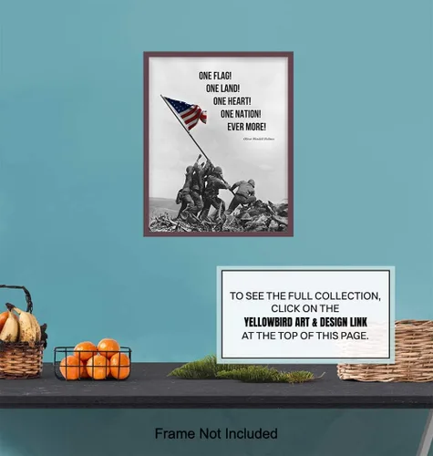 Miniatura 6 de Arte de pared con la bandera estadounidense, bandera marina, decoración de pared de Iwo Jima, foto del cuerpo de marina, regalos para hombres