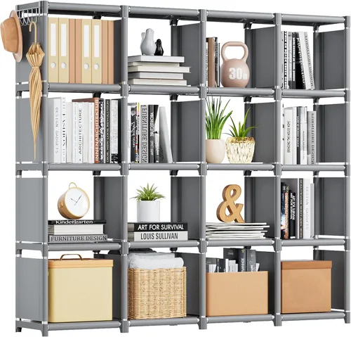Miniatura 16 de Mavivegue Estante para Libros, Organizador de Almacenamiento de 9 Cubos, Estantería de Bricolaje, Estantería de Cubos de Metal, Estantería Alta