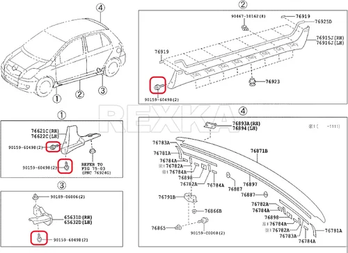 Miniatura 7 de Rexka Perno de tornillo de moldeo basculante para cubierta de parachoques para 90159-60498 Tacoma, Tundra, Highlander, RAV4, ES, GS, is, LS, RX