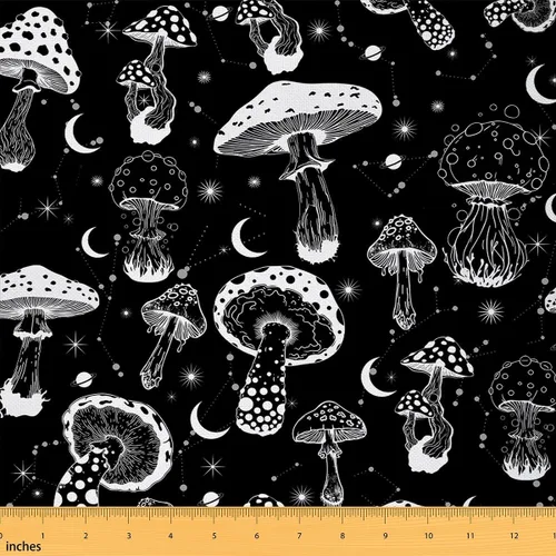 Miniatura 12 de Tela de Hongos por Yarda Selva Marrón Natural Telas de Hongos para Suministros de Costura Hojas Botánicas Tela de Estilo Rústico Retro