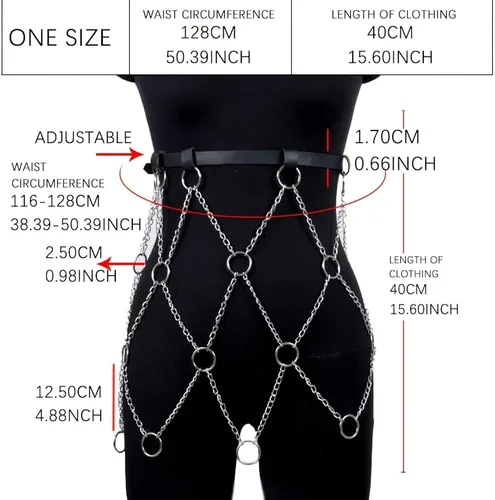 Miniatura 5 de ALRICOL 50.5IN Plus Size Belt Leather Harness Belt Adjustable Body Harness Plus Size Womens Harness Belt Plus