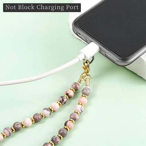 Miniatura 3 de Correa de teléfono con cuentas de mármol, cordón para teléfono celular, cadena para teléfono, correa de muñeca para mujeres para teléfono 14/13