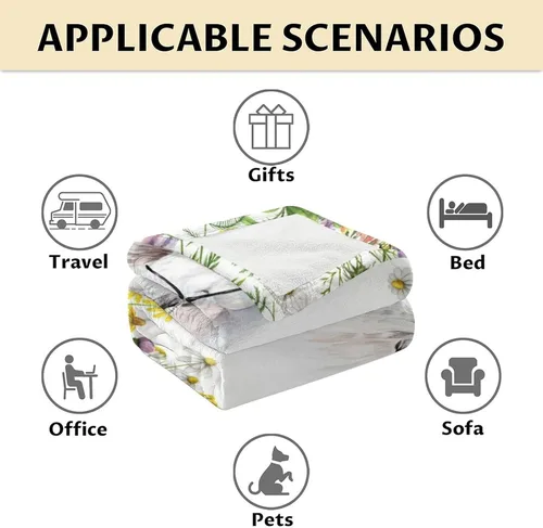 Miniatura 6 de Manta de caballo para regalo, 30 x 40 pulgadas, bonita manta para niñas y niños, manta blanca de felpa suave y mullida para sofá, oficina
