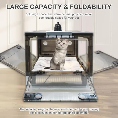 Miniatura 3 de Incubadora para cachorros con calefacción, gran criador, incubadora de gatitos para cachorros con alfombrilla de cama para mascotas, alimentador