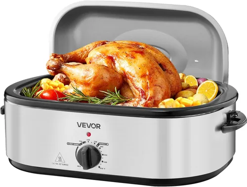 VEVOR Horno tostador, bandeja eléctrica de tostado de 20QT, horno de pavo de cocción rápida con temperatura ajustable de 150-450℉, horno de pavo con