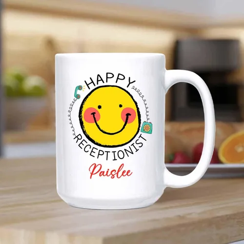 Miniatura 3 de Taza de café de recepcionista personalizada, regalos para agradecimiento, taza blanca de recepcionista, taza de viaje para recepcionistas, taza