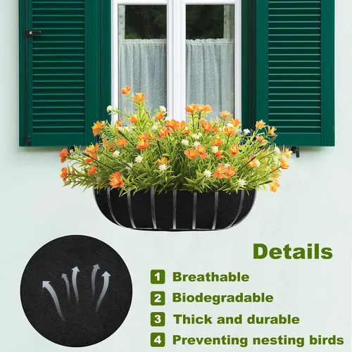 Miniatura 3 de 2 forros mejorados para macetas de 24 pulgadas, forros de tela para ventana, forro de fieltro para macetas, forro de cesta de flores negras, forro