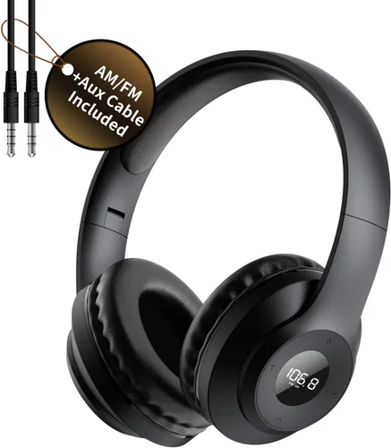 X5 AM FM Radio Auriculares recargables, auriculares de radio portátiles personales am/fm Orejeras digitales con la mejor recepción para correr,