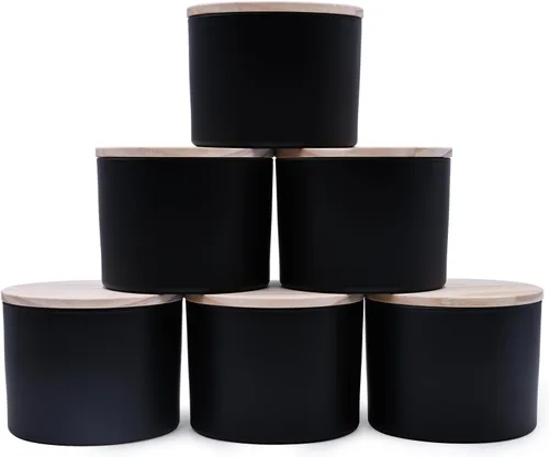 Miniatura 14 de SHOWIN Tarros de vela gruesos de 18 onzas para hacer velas, 6 unidades, frascos vacíos con tapas de madera para hacer velas, recipiente de muestra