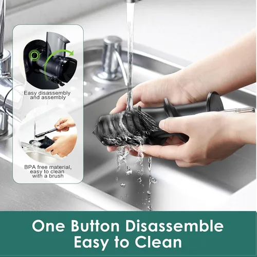 Miniatura 6 de Fretta Exprimidor de prensa en frío, exprimidor lento masticador, máquina de jugo de frutas y verduras, exprimidor prensado, sin BPA, motor