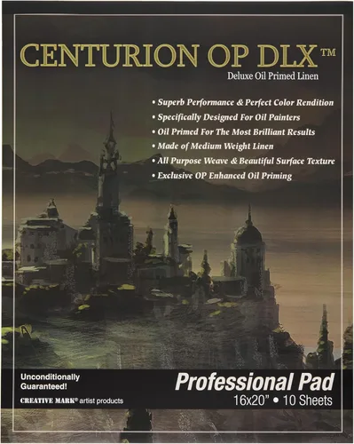 Miniatura 8 de Centurion Almohadilla de lino imprimada al óleo de lujo de 12 x 16 pulgadas, 10 hojas por bloc – 11 oz. Sin páginas que se corren, ligera, fácil