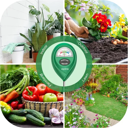 Miniatura 6 de apine Medidor de humedad del suelo, medidor de humedad de plantas, medidor de agua para plantas de interior/exterior, hidrómetro para plantas (verde)