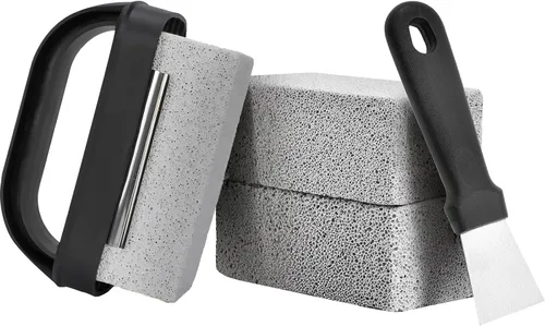 Miniatura 8 de Ladrillo de piedra de limpieza de plancha, paquete de 5 con mango ergonómico, bloque de piedra pómez natural para piedra negra, plancha superior Gris