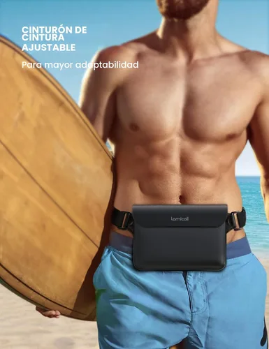 Miniatura 7 de Lamicall Riñonera Impermeable - [Paquete de 2] [Correa de Cintura Elástica 2025] Bolsas Secas IPX8 a Prueba de Agua para Natación, Playa, Kayak