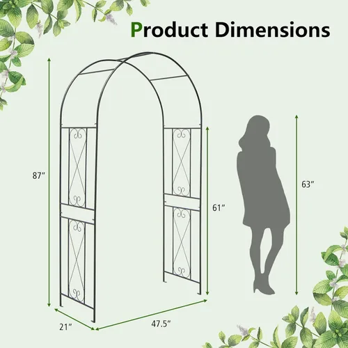 Miniatura 5 de Giantex Árboles de jardín enrejados, arco de jardín de metal de 7.2 pies para plantas trepadoras, rosas, arco de boda con estacas, pérgola